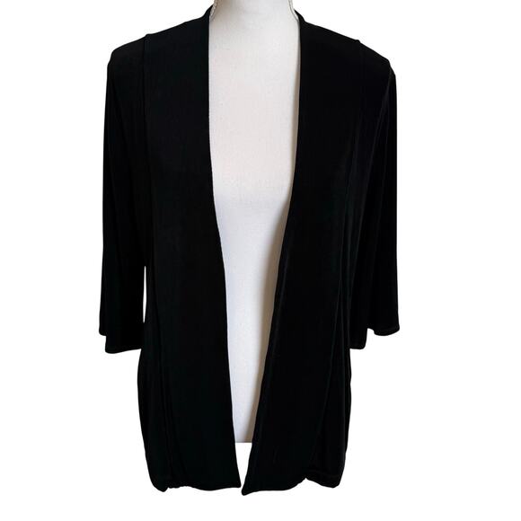 Chico's Traveler's Cardigan Black 1 Medium 8/10 Stretch Wrinkle Free Trip Travel - Picture 1 of 9